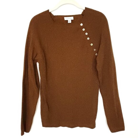 Topshop Sweaters - Topshop Knit Sweater Womens US 14 Brown Ribbed Long Sleeve Top Pullover